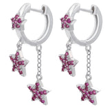 Silver Star Tassel Hoop Earrings Shining Jewelry
