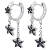 Silver Star Tassel Hoop Earrings Shining Jewelry