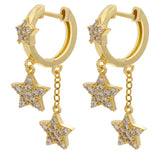 Silver Star Tassel Hoop Earrings Shining Jewelry