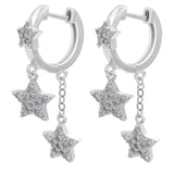 Silver Star Tassel Hoop Earrings Shining Jewelry