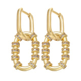 Small Oval Hoop Earrings with CZ Crystal for Women
