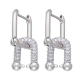 Small Oval Hoop Earrings with CZ Crystal for Women