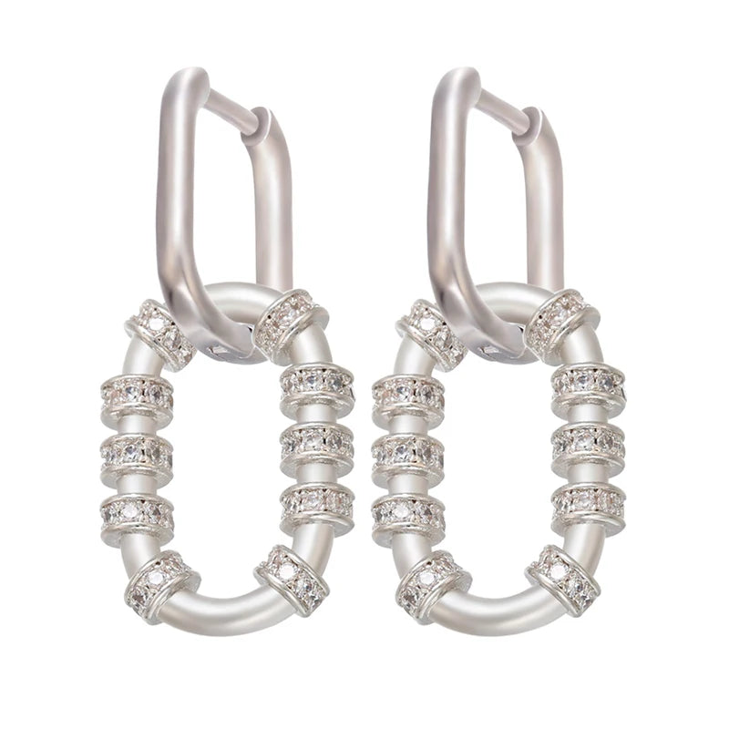 Small Oval Hoop Earrings with CZ Crystal for Women