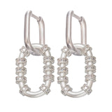 Small Oval Hoop Earrings with CZ Crystal for Women