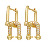 Small Oval Hoop Earrings with CZ Crystal for Women
