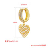Pearl Heart Hoop Earrings CZ Women Huggie Sweet Bow Drop Earrings VE846