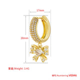 Pearl Heart Hoop Earrings CZ Women Huggie Sweet Bow Drop Earrings VE846