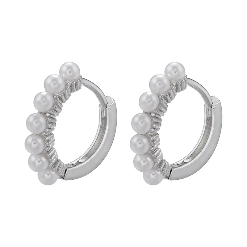 Pearl Small Hoop Earrings Round Hoop Earrings for Women VE727