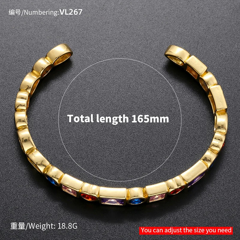 Colorful CZ Stones Women's Bracelet Adjustable Bangle VL274