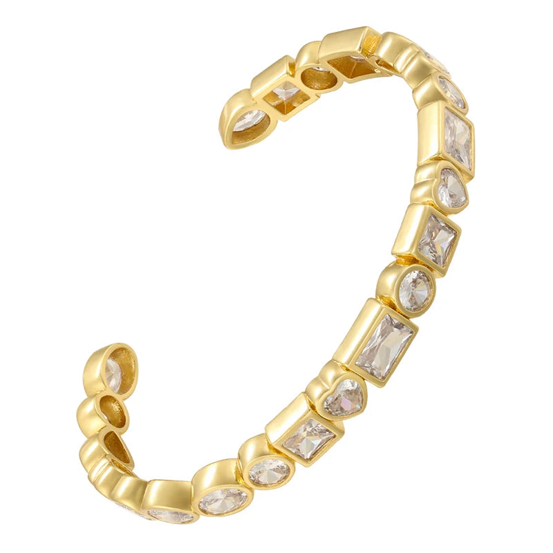 Colorful CZ Stones Women's Bracelet Adjustable Bangle VL274