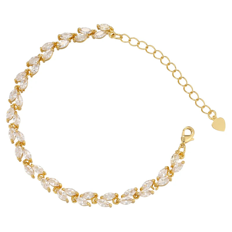 Leaf Cubic Zirconia Women's Bracelet Adjustable DIY Jewelry
