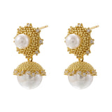 Pearls stud earrings Small hoop VE1202
