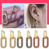 CZ Rectangle Hoop Earrings for Women VE129