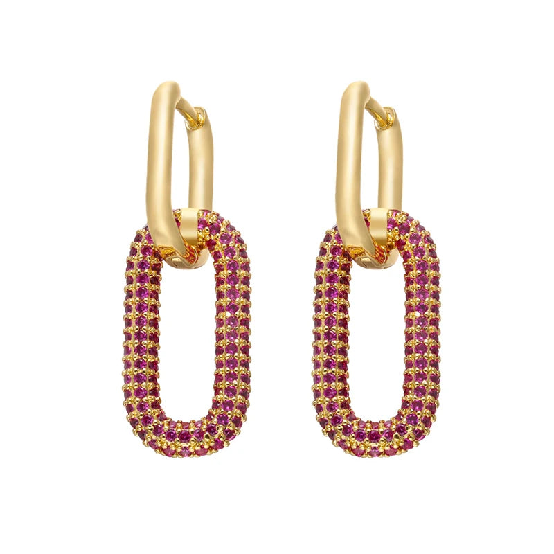 CZ Rectangle Hoop Earrings for Women VE129