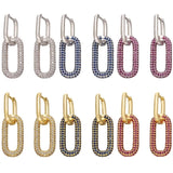 CZ Rectangle Hoop Earrings for Women VE129
