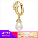 Small Hoop Earrings Pearl Women Jewelry VE288