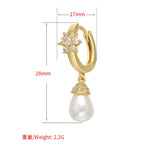 Small Hoop Earrings Pearl Women Jewelry VE288