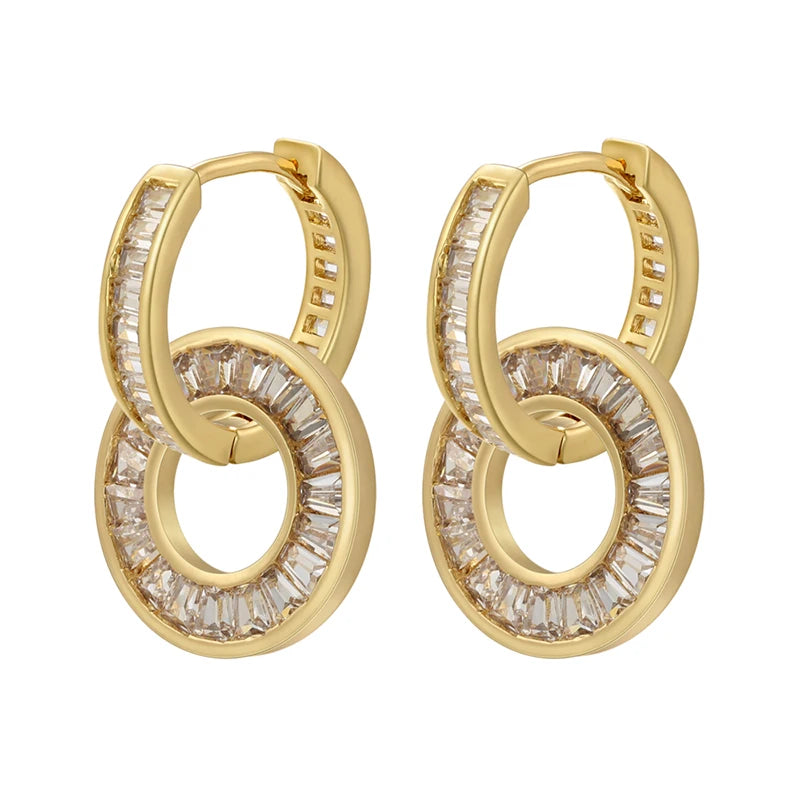 Cubic Zirconia Round Hoop Earrings Women's Jewelry VE722