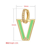 Geometric Triangle Hoop Earring Neon Drop CZ Jewelry