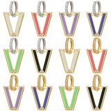 Geometric Triangle Hoop Earring Neon Drop CZ Jewelry