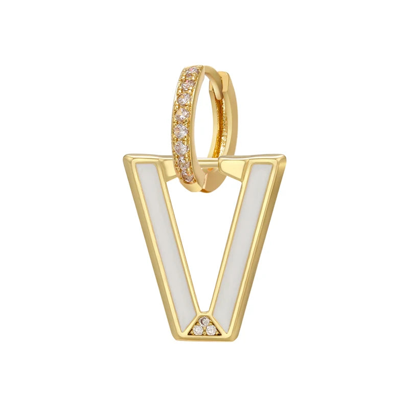 Geometric Triangle Hoop Earring Neon Drop CZ Jewelry