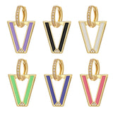 Geometric Triangle Hoop Earring Neon Drop CZ Jewelry
