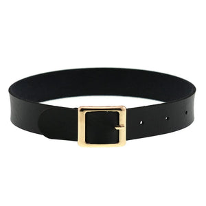 ZIMNO Punk Gothic Belts Choker Necklace PU Leather on Neck Buckle Necklaces