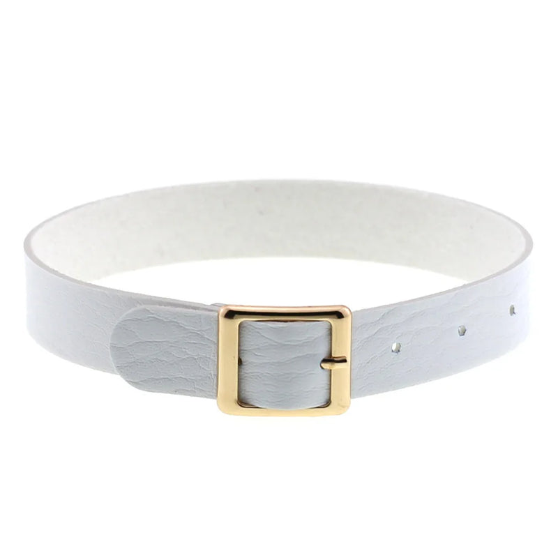 ZIMNO Punk Gothic Belts Choker Necklace PU Leather on Neck Buckle Necklaces