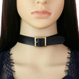 ZIMNO Punk Gothic Belts Choker Necklace PU Leather on Neck Buckle Necklaces