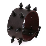 ZIMNO Goth Spikes Rivet Stud Wide Cuff Leather Bangle Bracelet