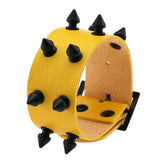 ZIMNO Goth Spikes Rivet Stud Wide Cuff Leather Bangle Bracelet