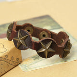 ZIMNO Goth spiral Stud Cuff brown Leather Bracelet