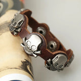 ZIMNO Goth spiral Stud Cuff brown Leather Bracelet