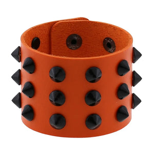 ZIMNO Men Leather Cuff Bracelet Goth Punk Armband