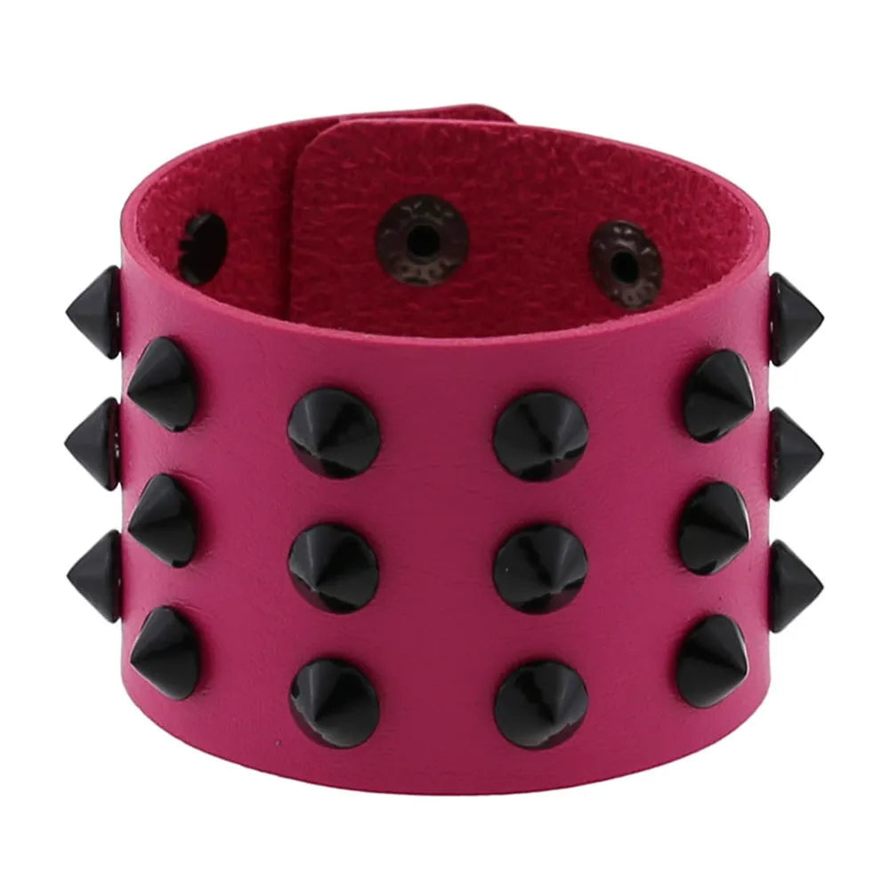 ZIMNO Men Leather Cuff Bracelet Goth Punk Armband