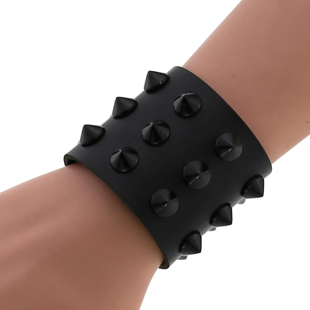 ZIMNO Men Leather Cuff Bracelet Goth Punk Armband