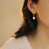 French Baroque Freshwater Pearls Huggie Hoop Earrings Stainless Steel