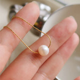 ZJ French Freshwater Pearl Choker Stainless Steel Collar Necklace