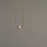 ZJ French Freshwater Pearl Choker Stainless Steel Collar Necklace