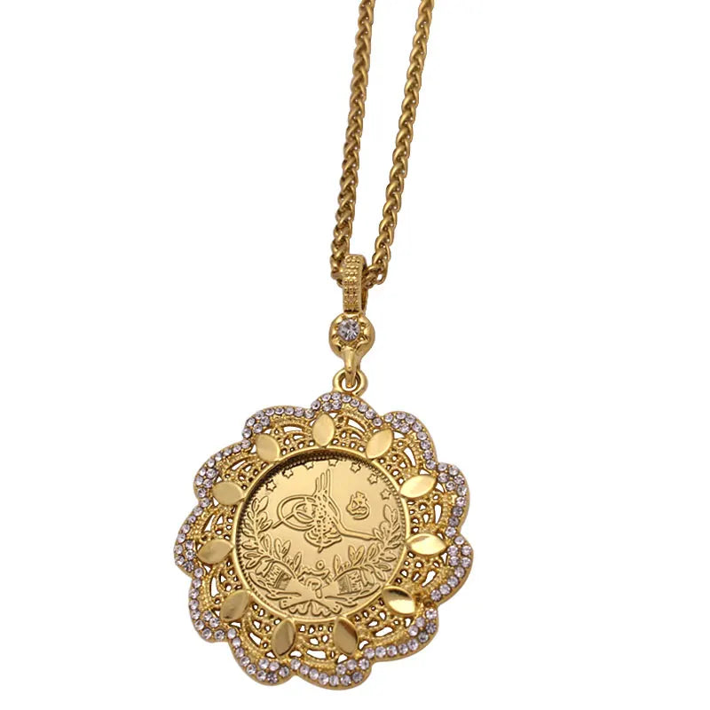Turkey Coins Ottoman Pendant Necklace Islamic Muslim Jewelry