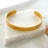 Stone Pattern Stainless Steel Cuff Bracelet for Women Men