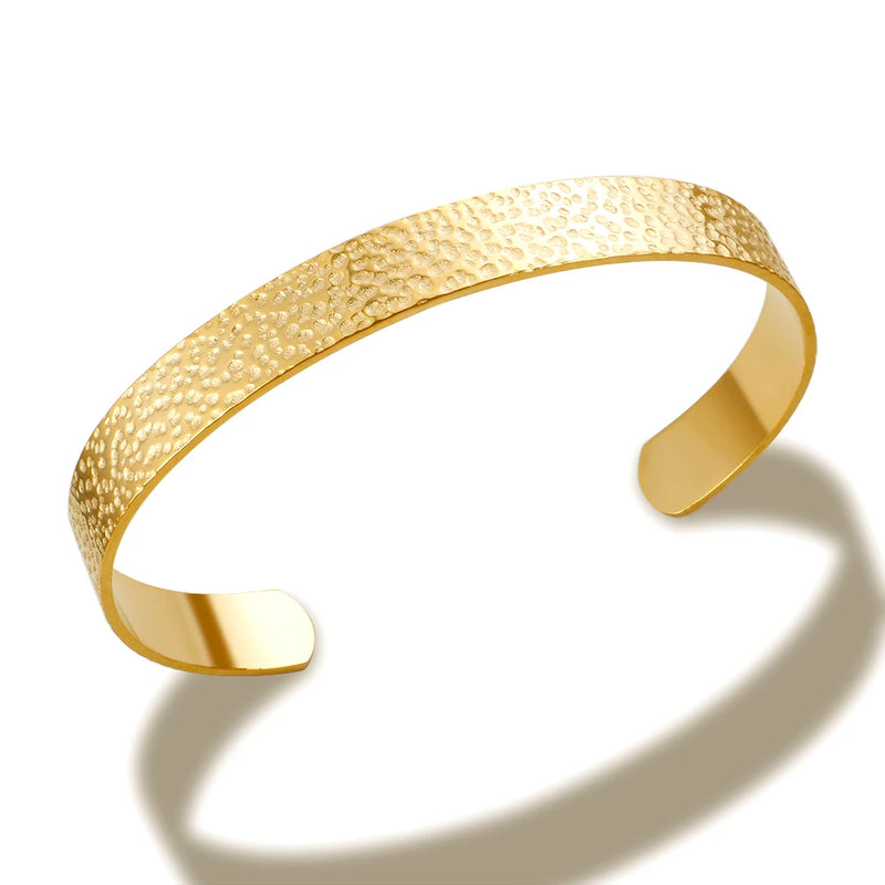 Stone Pattern Stainless Steel Cuff Bracelet for Women Men