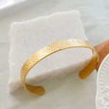 Stone Pattern Stainless Steel Cuff Bracelet for Women Men