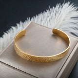 Stone Pattern Stainless Steel Cuff Bracelet for Women Men