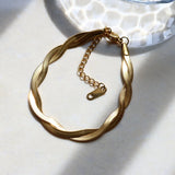 ZMFashion Gold-Plate Cuban Blade Chain Bracelet Stainless Steel