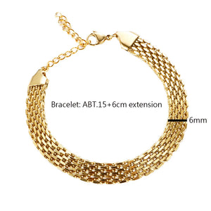 ZMFashion Gold-Plate Cuban Blade Chain Bracelet Stainless Steel