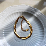 ZMFashion Gold-Plate Cuban Blade Chain Bracelet Stainless Steel
