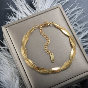 ZMFashion Gold-Plate Cuban Blade Chain Bracelet Stainless Steel