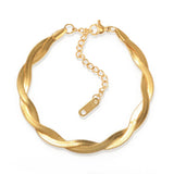 ZMFashion Gold-Plate Cuban Blade Chain Bracelet Stainless Steel