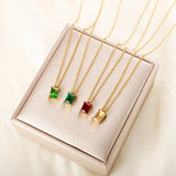 ZMFashion Colorful Zircon Pendant Necklace for Women Crystal Clavicle Jewelry